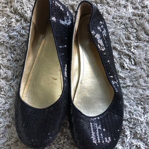 SEQUIN BLACK FLATS